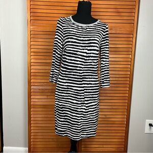 Trina Turk Black and White Striped Midi Dress